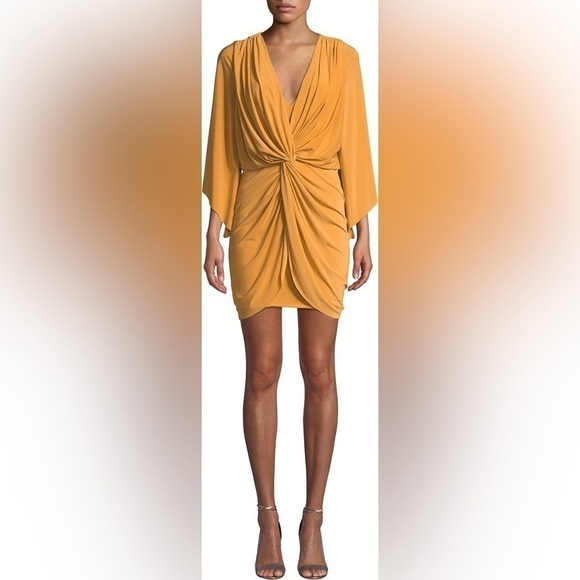 NWT Revolve MISA Los Angeles Teget Draped Cocktail Dress in Mustard Yellow - Picture 1 of 5